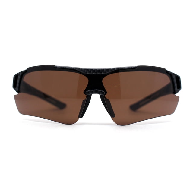 Mens 90s Wrap Baseball Half Rim Sport Driving HD Lens Sunglasses Carbon Fiber Print