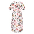 thumbnail image 4 of QJUHUNG Midi pour Femmes Été Décontracté en Vrac Boho Floral Imprimé Col Rond Manches Courtes Genou Longueur Robe Froncée avec Poches, 4 of 6