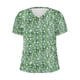 thumbnail image 4 of Blusas para las Mujeres Casual Cuello en V Manga Corta Impresa, 95% Poliéster 5% Spandex Camiseta Top para el Día a Día, Fiesta Y Ropa de Trabajo, 4 of 4