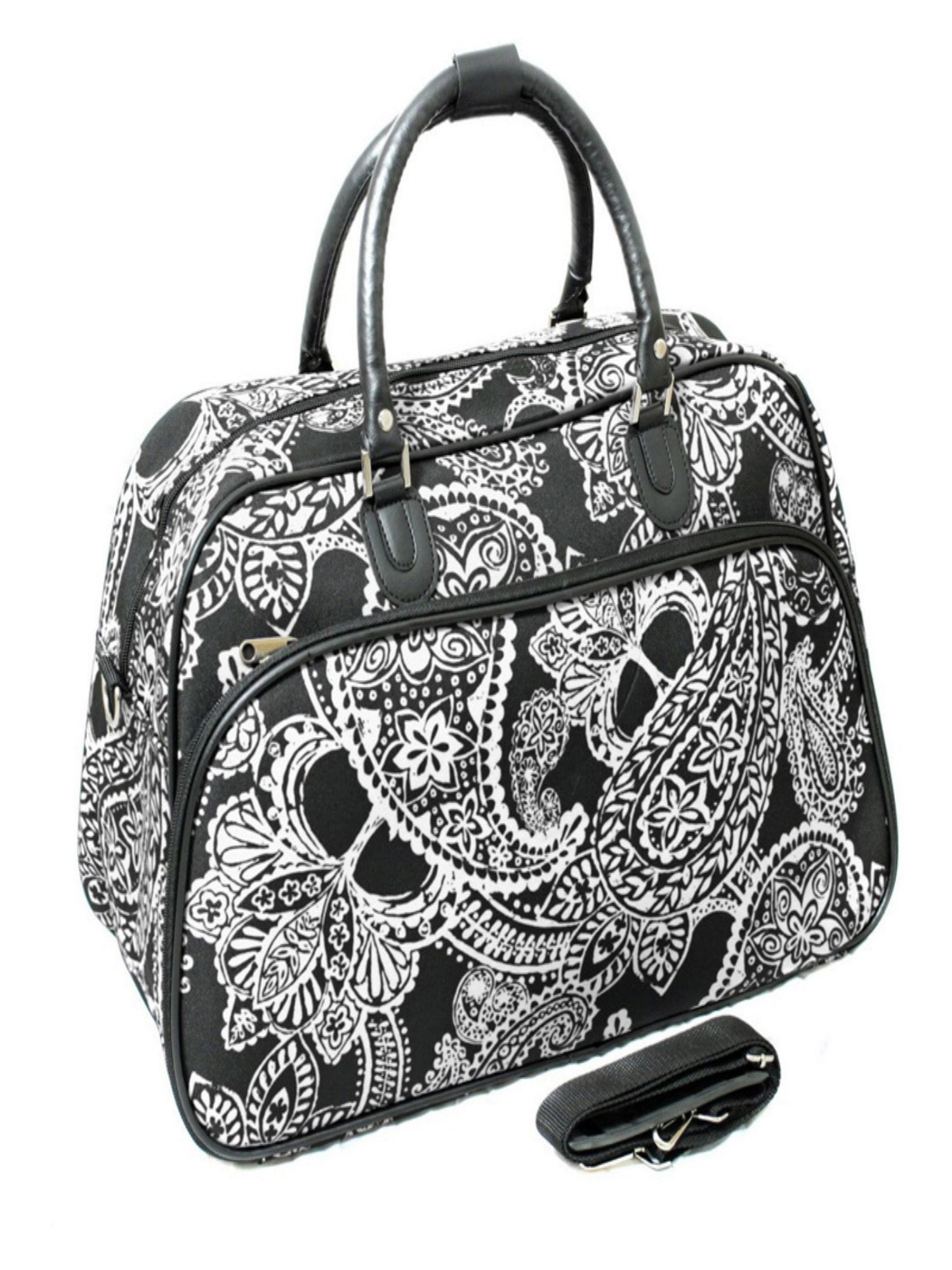 World Traveler 21inch Carryon Duffel Bag Black White Paisley