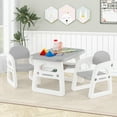 thumbnail image 2 of Costway 3-Piece Kids Table and Chair Set Toddler Activity Study Desk with Building Blocks Gray, 2 of 10