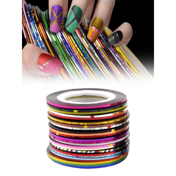 10 Pcs Striping Tape Lines Metal Self Nail Decals Gold Silver Nail Lines Nail Tape Strips For Design