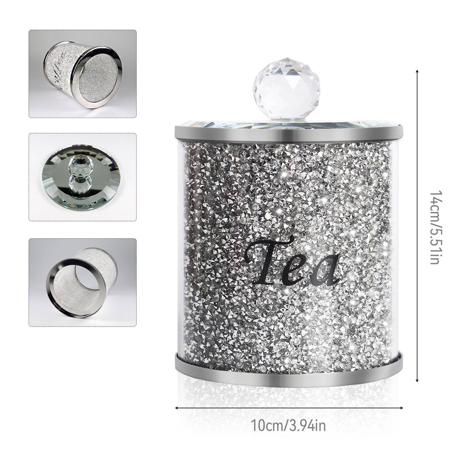 Set of 3 Tea Coffee Sugar Ceramic Canisters - Heart