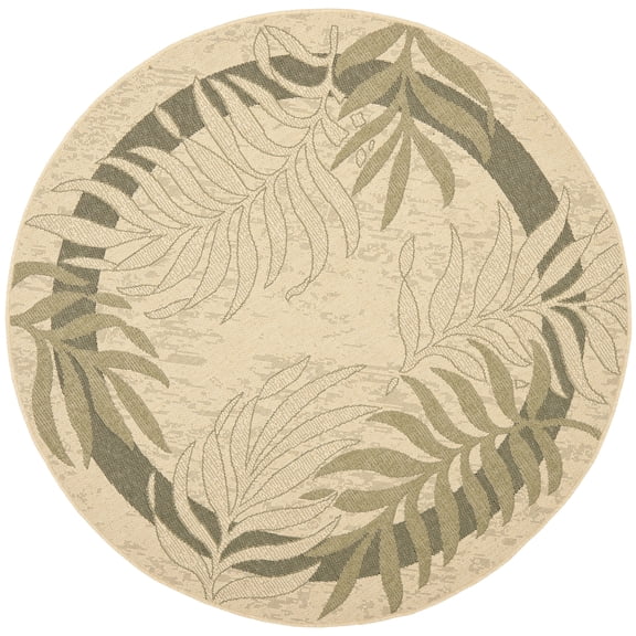 Safavieh Courtyard Cailyn Floral Indoor/Outdoor Area Rug, Cream/Green, 4' x 4' Round