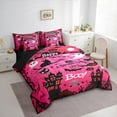 thumbnail image 3 of Manfei Horror Ghost Child Bedding Comforter Set 7-Piece, Spooky Trick Cat King Bedding Sets, Cartoon Pink Halloween Reversible Bed Sheets, Ultra Soft Home Decor, 3 of 7