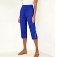 thumbnail image 5 of Enjoytime Women Capri Pants Elastic Waist Button Split Hem Capris Summer Lightweight Casual Cropped Pants, 5 of 8
