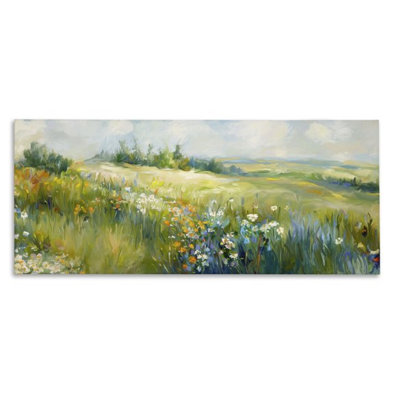 Stupell Industries Prairie Panorama Scene Landscape & Nature Painting Wrapped Canvas Art Print Wall Art, 24 x 10