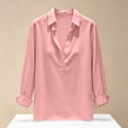thumbnail image 6 of PADFRYBK Casual T-Shirt For Women Crew Neck Long Sleeve Tops Solid Color Button-Up Top, 6 of 6
