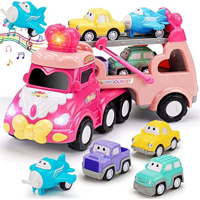 Camiones de juguete de transporte 5 en 1 ZHAOCHENG para niños de 1 a 3 años con luces y música