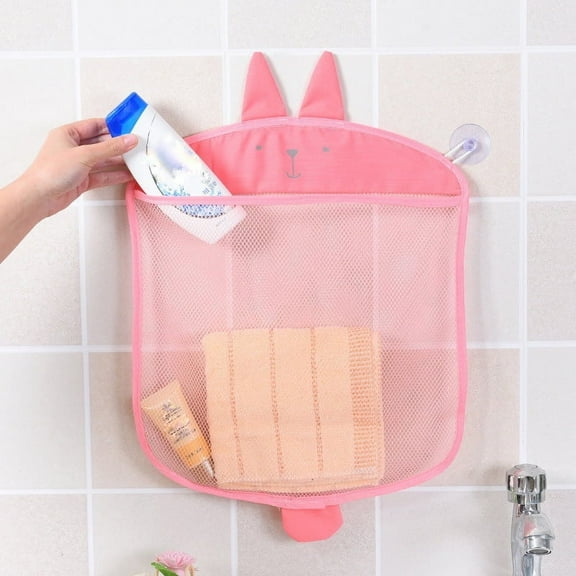 Fridja Pink Rabbit Baby Bathtub Toy Mesh Bunny Storage Bag Organizer Holder Bathroom Organiser 15.3 x 13.8 inches