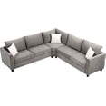 thumbnail image 4 of Churanty Corner Sectional Sofa Gray Modern L Shape Couch for Living Room Corner Sofa Linen Fabric 3 Pillows Included, 4 of 8