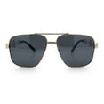 thumbnail image 4 of Mens Mogul Mobster Rectangle Metal Rim Double Bridge Luxury Sunglasses Gold - Black, 4 of 6