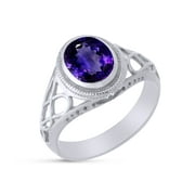 Celtic Lady's Simulated Alexandrite Ring In 14K White Gold Plated 925 Sterling Silver Jewelry for Ladies, Ring Size 7