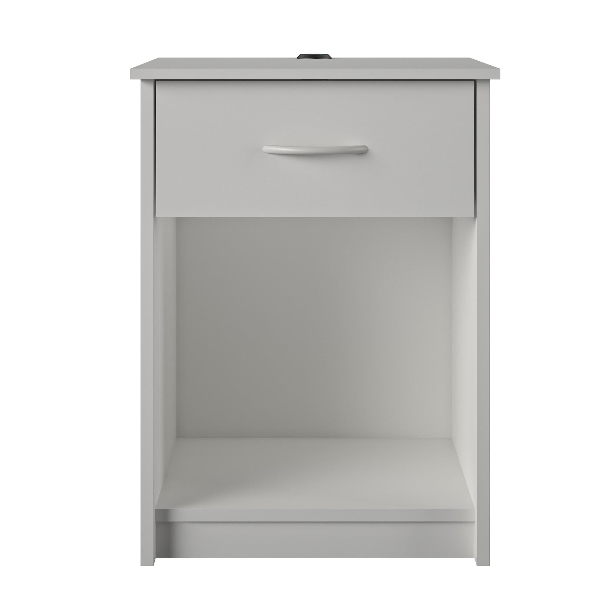 Mainstays 1 Drawer Nightstand With Usb Power White Walmart Com Walmart Com