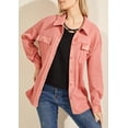 thumbnail image 3 of chouyatou Women's Vintage Spread Collar Waffle Knit Button Down Sweatshirt Over-Shirt Shacket Jacket, 3 of 6