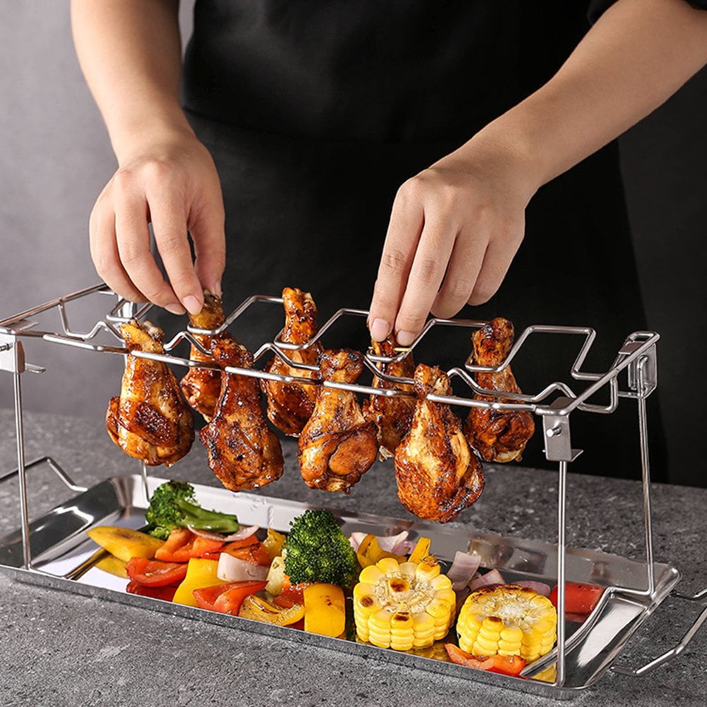 Roasted Chicken Leg Rack Folding Anti-rust Widen Handle Slot