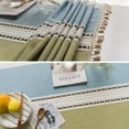 thumbnail image 4 of Cotton Linen Rectangle Tablecloth Table Cloth Heavy Weight Cotton Linen Dust-Proof Table Cover for Party Table Cover Kitchen Dinning(Green,90*140cm), 4 of 6