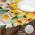 thumbnail image 4 of Pastoral Sunflower Round Fitted Table Cover Wildflowers Country Retro Letter Background Waterproof Table Cloth with Elastic Edge Wipeable Tablecloth for Picnic Camping Party Fits 55"-60" Diameter, 4 of 8