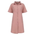thumbnail image 5 of Homenesgenics Womens Dresses Plus Size 3xl Womens Button Shirt Dress Casual Loose Turndown Collar Short Sleeve Dresses with Pockets, 5 of 9