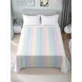 thumbnail image 4 of Colorful Striped Flat Sheets Only King Size, Soft Breathable Bed Top Sheets for Mattress, Rainbow Color Stripes Luxury Bedding Flat Sheets for Home Hotel Bedroom Bed Protection, 4 of 9