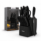 thumbnail image 2 of Juego de Cuchillos de Cocina hecef de 15 Piezas con Bloque de Madera - Acero de Alto Carbono, Negro, 2 of 11