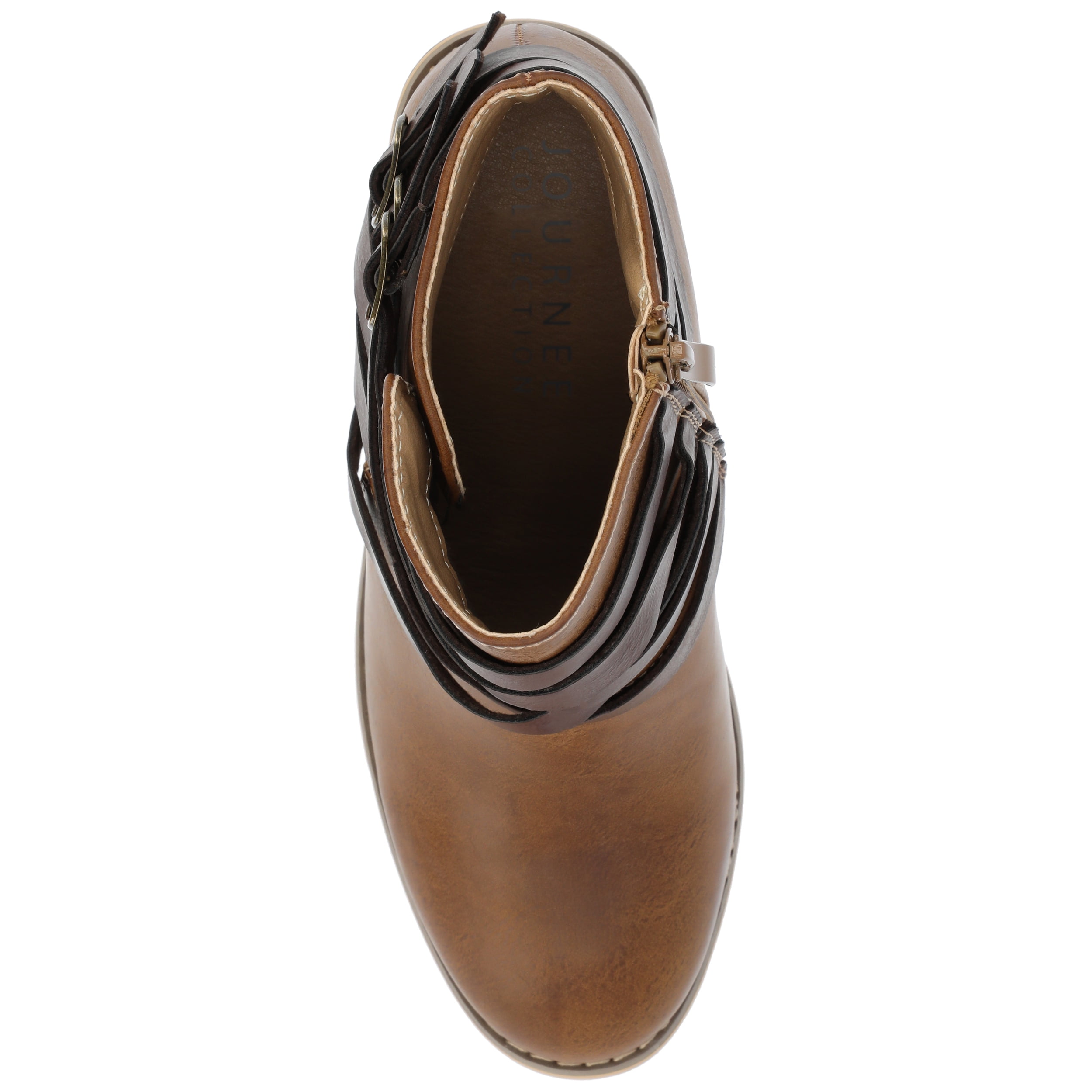 Journee Womens Strap Inside Zip Stacked Heel Booties, Widths Available