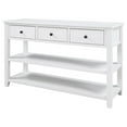 thumbnail image 3 of IVV Wood Console Table with 3 Drawers, 50" Sideboard Table with 2-Tier Open Shelves, Retro Style Entryway Table for Entryway Hallway,Living Room (Antique White), 3 of 10