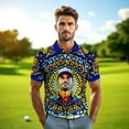 thumbnail image 5 of HOMYGIFTS Custom Face Men’s Golf Polo Shirt – Personalized Stained Glass Mandala Design, Unique Gift for Golfers & Special Occasions, 5 of 10