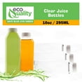 thumbnail image 4 of (10 PACK) 10oz Clear Empty Plastic Juice Bottles with Caps - Disposable Square Plastic Smoothie Bottles with Tamper Evident Lids, Bulk Reusable Bottles for Juice, Apple Cider, Lemonade, USA Made, 4 of 7
