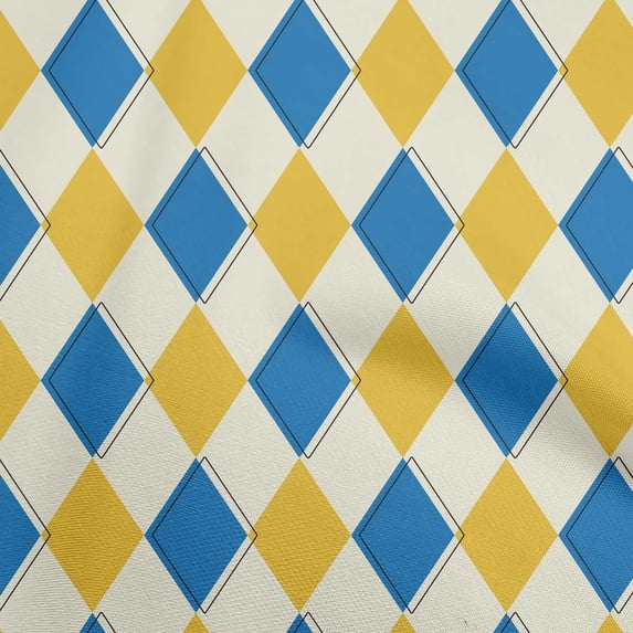 oneOone Cotton Poplin Medium Blue Fabric Argyle Diy Clothing Quilting Fabric Print Fabric By Yard 56 Inch Wide