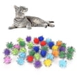 thumbnail image 1 of ZHAOCHENG 100 piezas de bolas de pompón de oropel con purpurina, pequeñas bolas de pompones, juguetes para gatos y cachorros, suministros para mascotas, 1 of 1