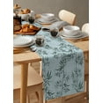 thumbnail image 6 of Table Runner Dresser Scarves 60 Inch Long, Chinese Watercolor Green Bamboo Plant Linen Dining Table Runners Natural Seamless Botany on Teal Tabletop Scarf for Wedding Holiday Party Kitchen, 6 of 7