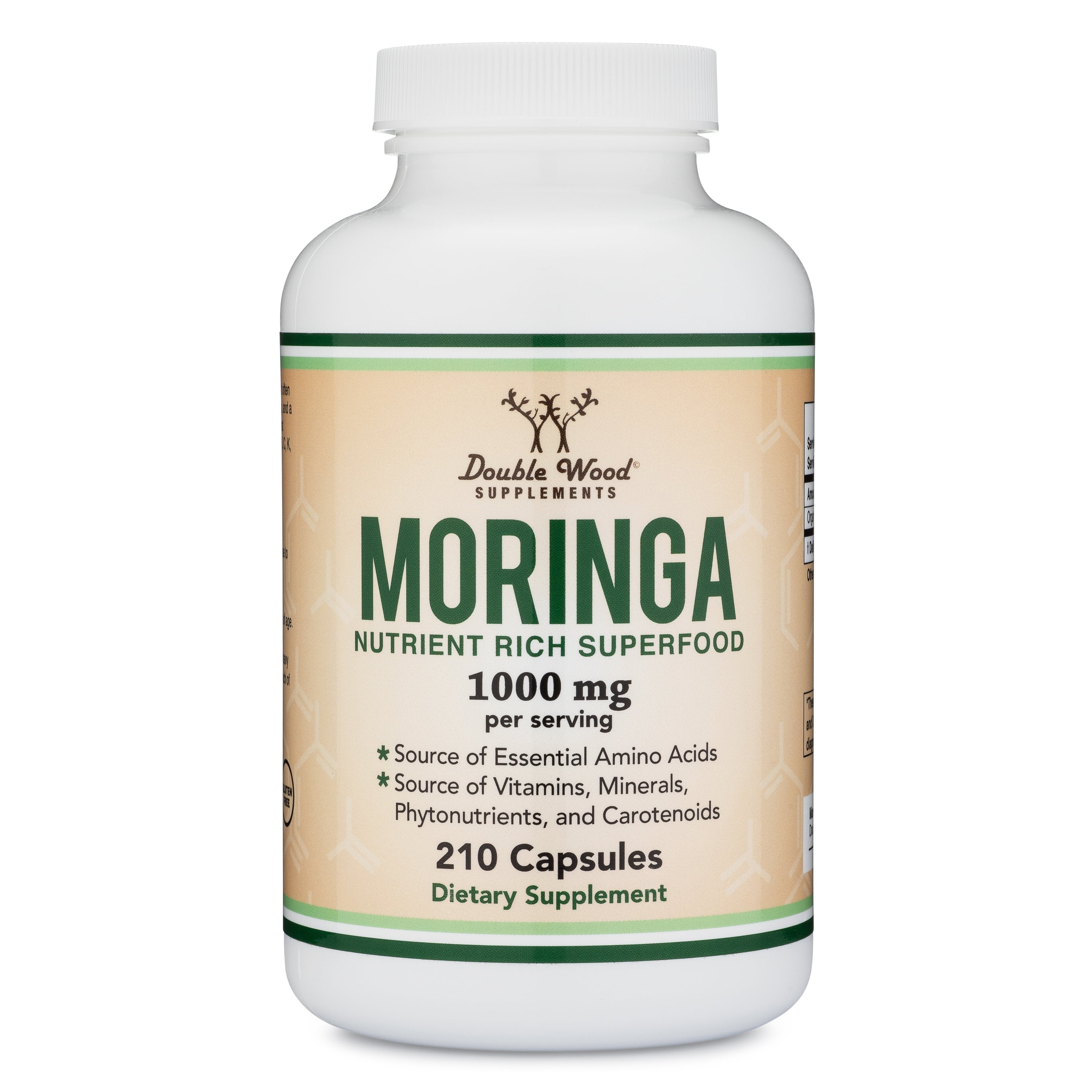 Moringa Powder Capsules Organic and Vegan (210 Count, 1,000mg Per