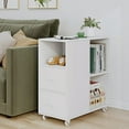 Homfa Side Table with 2 Drawers, Mobile File Nightstand with