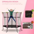 thumbnail image 3 of Pink 63" Indoor Trampoline with Enclosure Net - Safe Bouncer for Home Play | Steel Frame, Spring-Free Design, Ages 3-10, 3 of 7