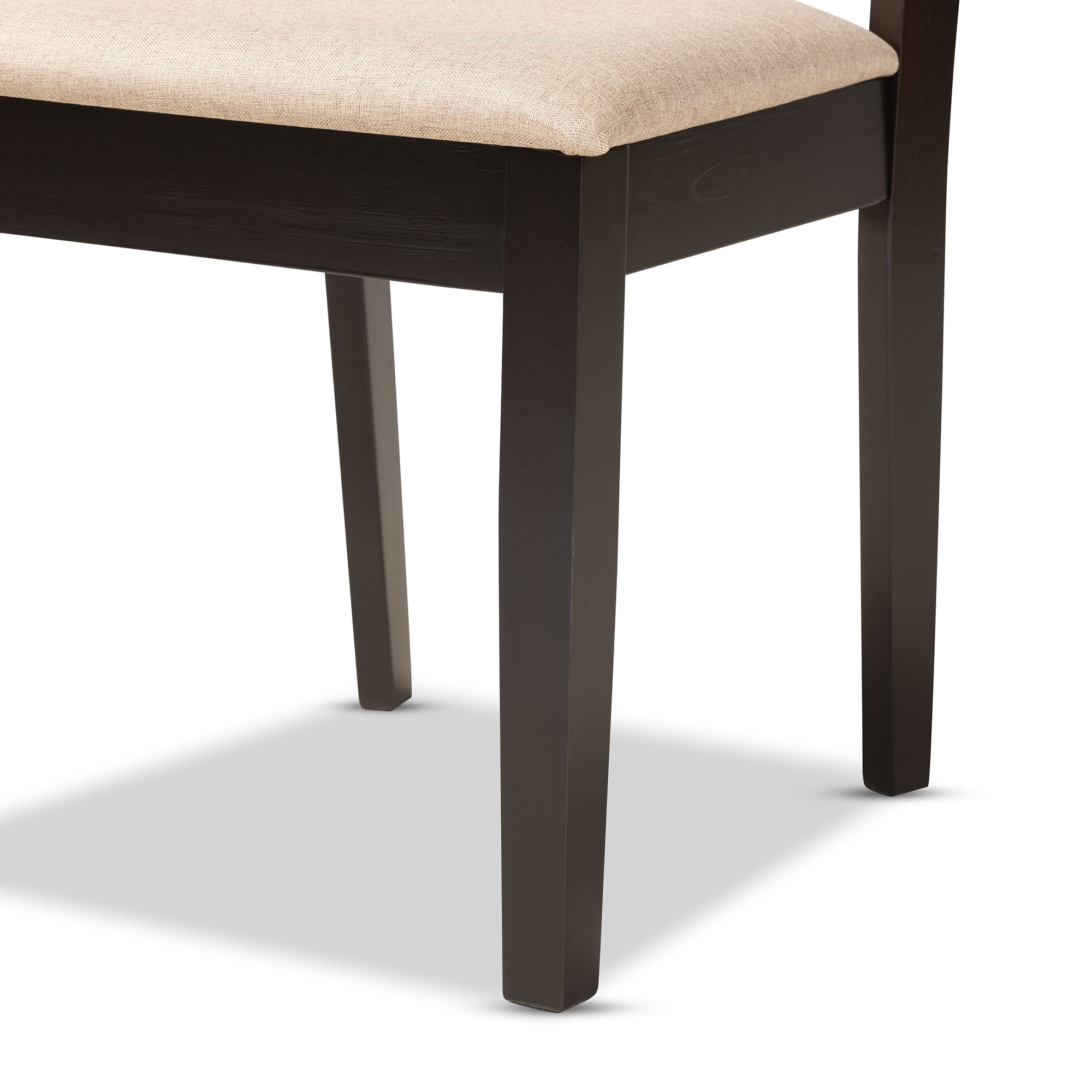 Baxton Studio Nicolette Modern and Contemporary Sand Fabric Upholstered and Dark Brown Finished Wood 7-Piece Dining Set