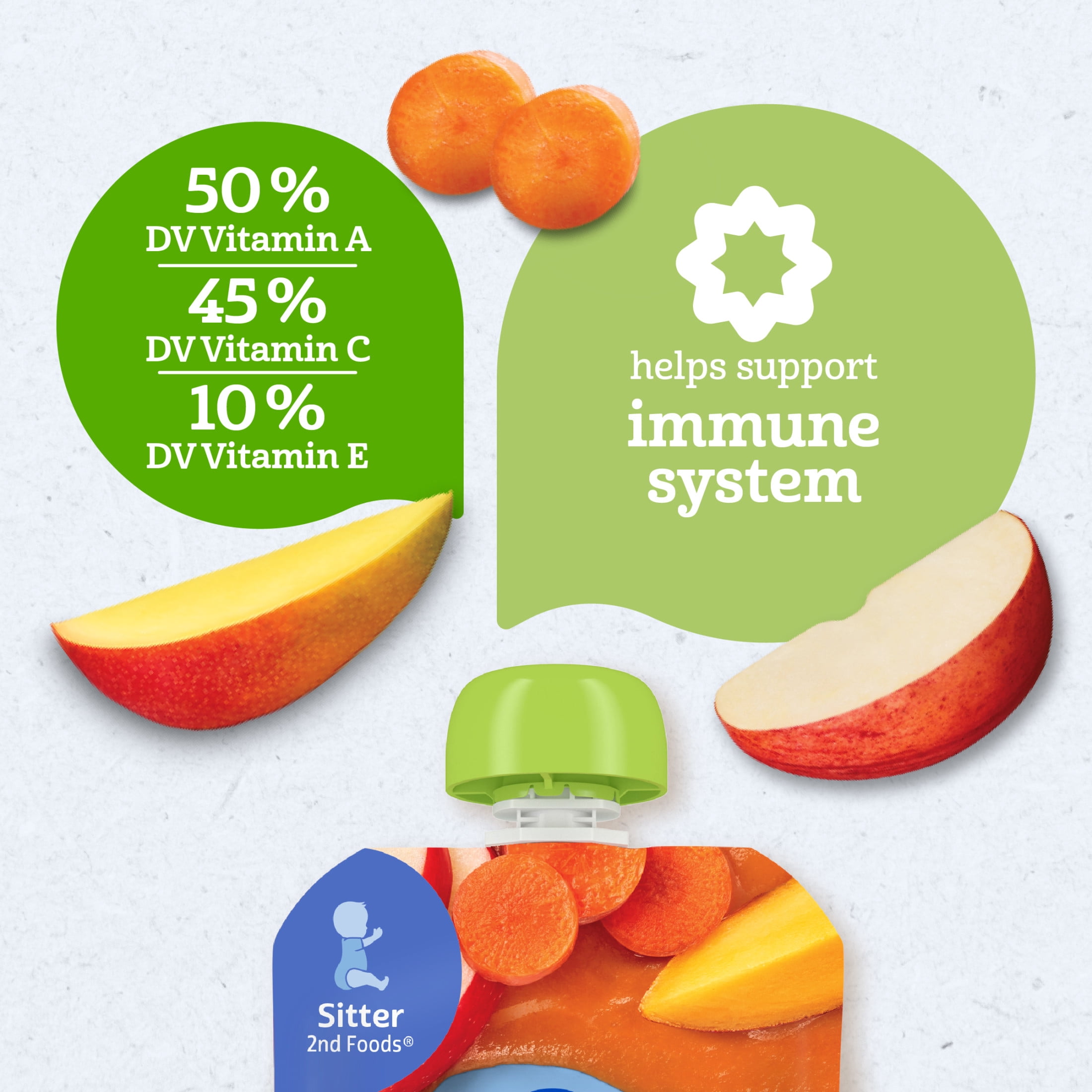 Gerber Deluxe Organic Non-GMO 2nd Baby Food Pack Carrot Apple Mango 3.5 oz Pouch (6 Pack)