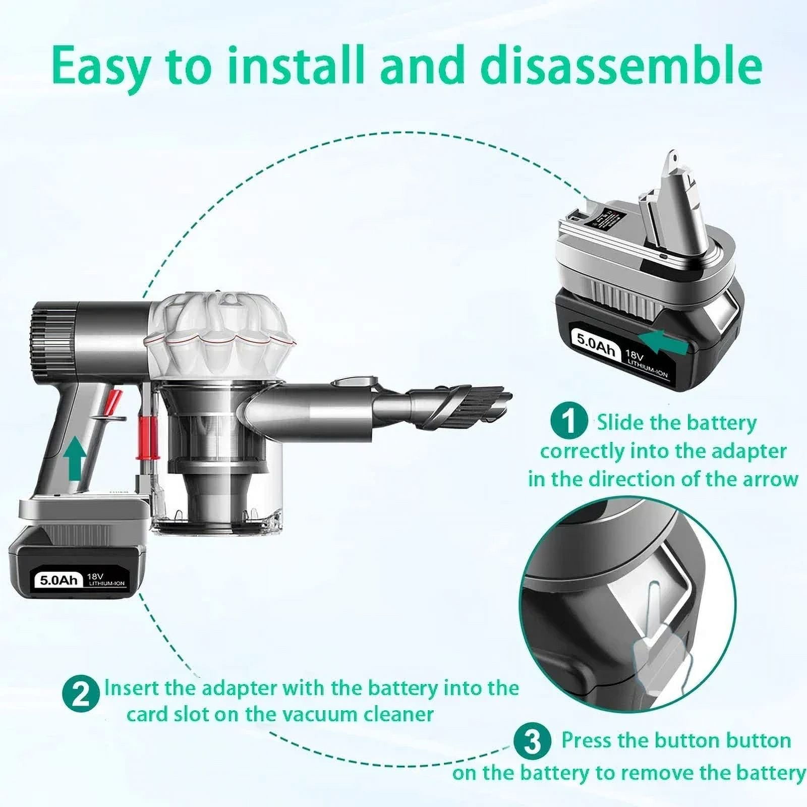 For Makita/Dewalt/Milwaukee 18V Lithium Battery Adapter Converter To for Dyson V6/V7/V8 Battery Cordless Vacuum Cleaner tool Use