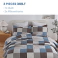 thumbnail image 4 of PANGUSHAN Juego de edredón 100% algodón King Size Patchwork Plaid King Juego de ropa de cama colchas de granja ligero edredón reversible azul/marrón cama para cama King 3 piezas, 4 of 5
