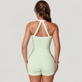 thumbnail image 5 of Women's Square Neck Cropped Active Tank with Contrast Trim and Built-In Bra for Light Support - Large, Green, 5 of 7