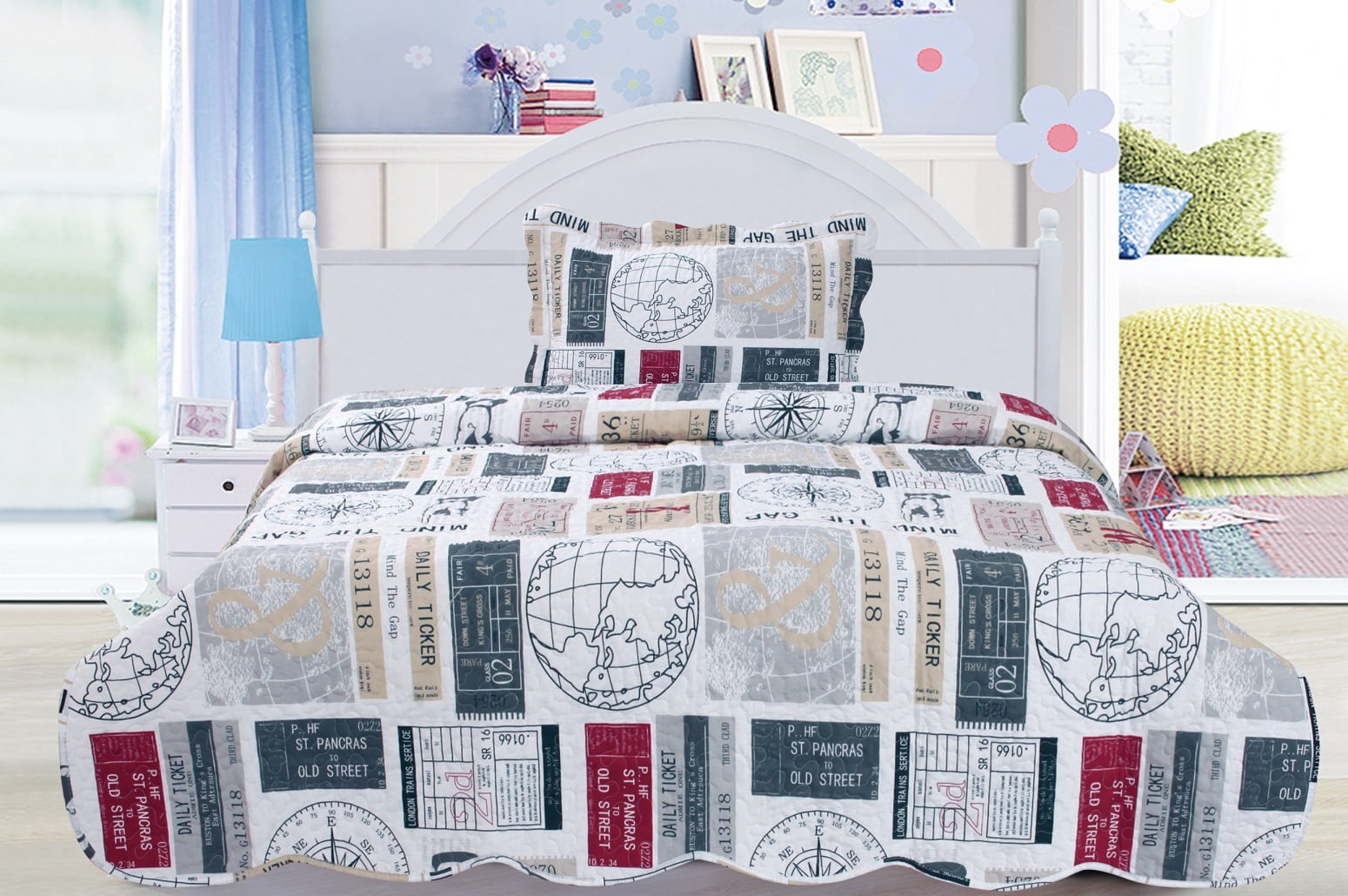 Mind the Gap 3 piece set, full/twin75"x90", 2standard pillow shams