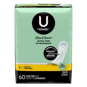 U by Kotex Clean & Secure Ultra Thin Pads ، الامتصاص المنتظم ، 60 Count
