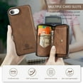 thumbnail image 5 of For iPhone 16e Case, Detachable 2 in 1 PU Leather Zipper Wallet Case for Women Men with RFID Blocking Removable Card Holder Slot Magnetic Closure Shockproof Protective Phone Cover,Brown, 5 of 7