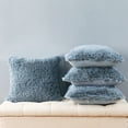 thumbnail image 3 of Home Soft Things Luxury Shaggy Faux Fur Throw Pillow Cases, Ultra Soft Plush Pillow Covers Fluffy Decorative Cushion Covers, No Pillow Insert, Set of 4, Silver Blue, 20x20 Inch, 3 of 6