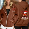 thumbnail image 2 of Womens Zip-up Hoodie Christmas Elk Print Long Sleeve Jackets Funny Xmas Holiday Funny Fall Winter Hooded Sweatshirts, 2 of 8