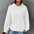 thumbnail image 2 of Lcziwo Waffle Knit Tops for Women Long Sleeve Crew Neck Hoodies Drawstring Pullover Casual Loose Sweatshirts White,M, 2 of 6
