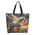 thumbnail image 1 of Fotbe Starry Sky White Horse Bolsa Tote Estética de Lona con Estampado para Mujer - Bolsa Reutilizable de Hombro Casual para Vacaciones, Compras, Trabajo y Gimnasio, 1 of 8