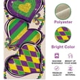 thumbnail image 2 of Mardi Gras Love Hearts Table Runner, Glitter Diamond Stripes New Orleans Carnival Kitchen Dining Table Decoration, Fleur De Lis Beads Burlap Indoor Outdoor Home Decor Party Supply 13.8 x 71 Inches, 2 of 6
