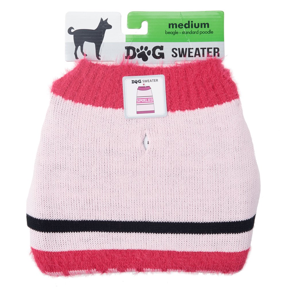 Dog Sweater, Pink & Black, (Medium)