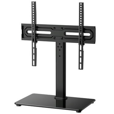 MountFTV Swivel Tabletop TV Stand for 24-60 inch TVs, 50 degrees Swivels Adjustable Tabletop TV Stand with Tempered Glass Base,  Holds up to 99lbs, Max 400x400mm